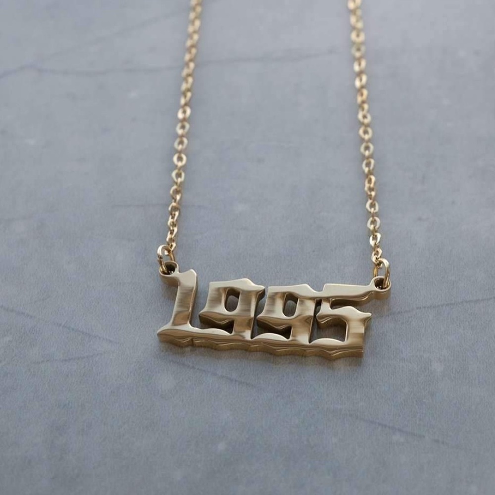 1995 Birth Year Gothic Font Necklace - Picture 2 of 6